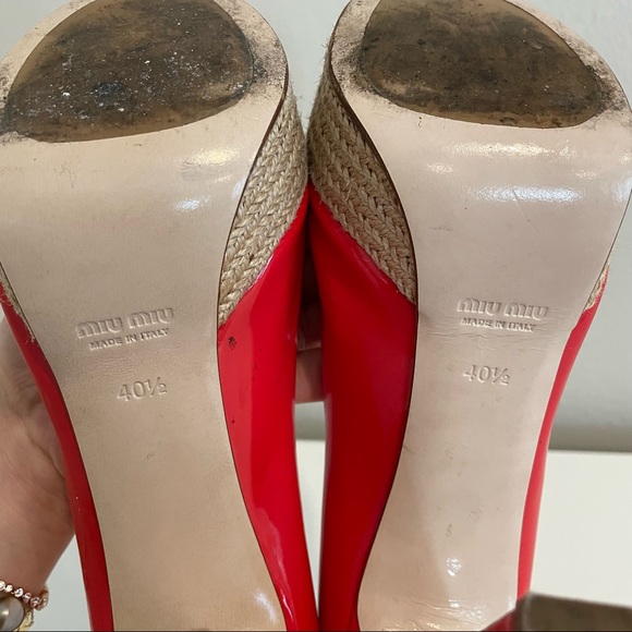 🇮🇹 MiuMiu very high heels red patent pumps open-toe - Picture 7 of 9